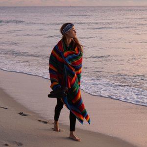 poncho, beach, blanket